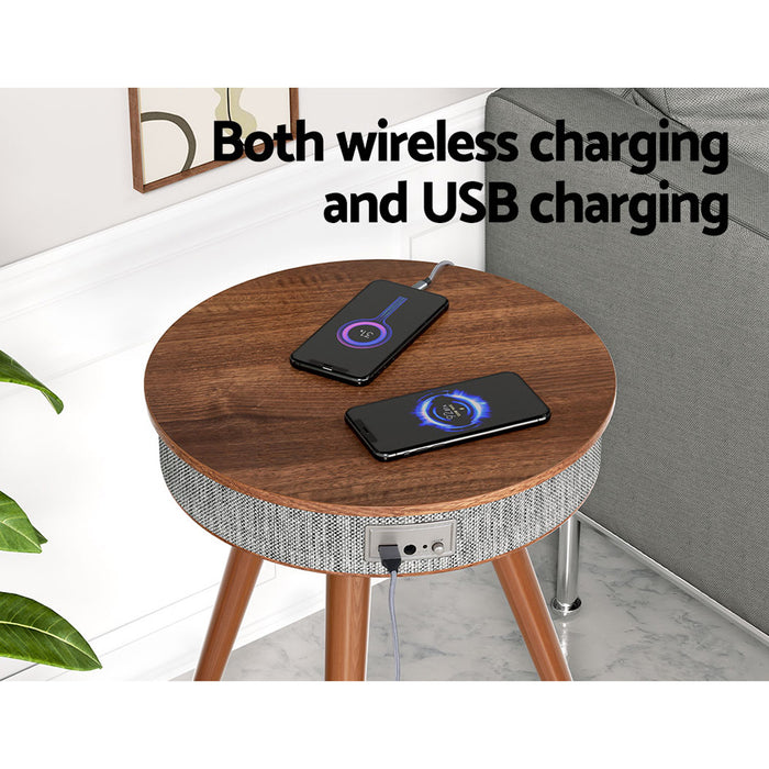 Crenda Smart Table with 🔋Wireless Charging + 🔉Bluetooth Speakers