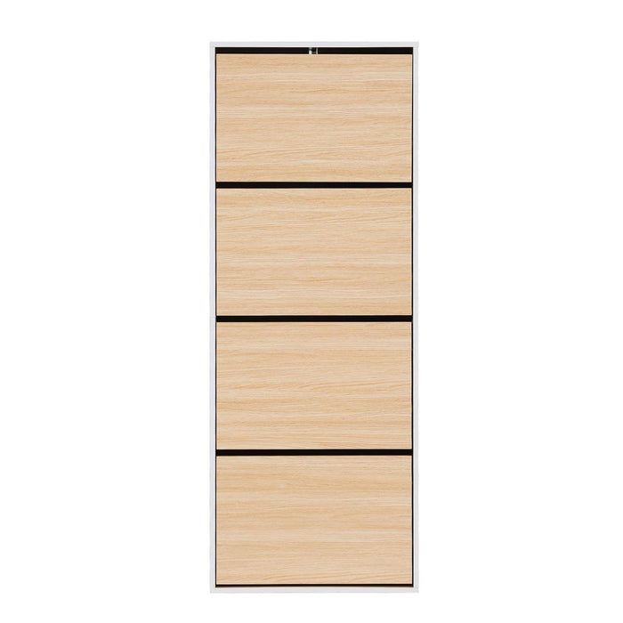 Shoe Rack Cabinet 24 Pairs Adjustable Shelf Pine