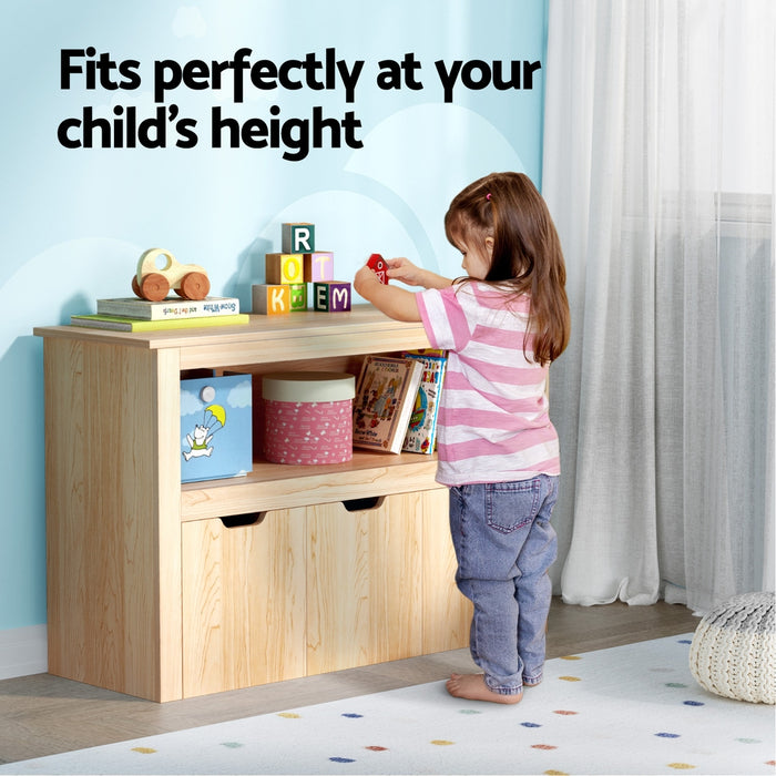 Kids Bookshelf 3 Drawers Storage Children Bookcase Toy Organiser Display Wooden