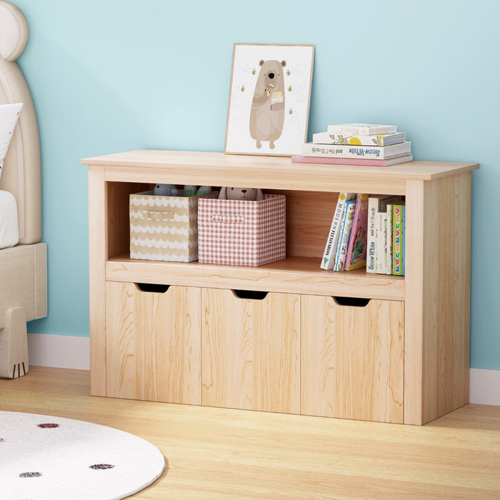 Kids Bookshelf 3 Drawers Storage Children Bookcase Toy Organiser Display Wooden