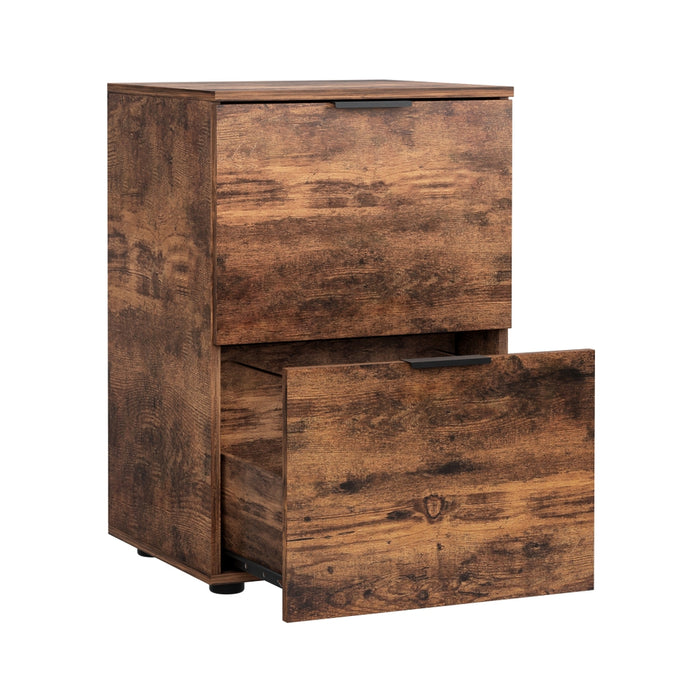 Filing Cabinet Files Storage Office Shelves File Organiser Rustic Brown 2 Drawer