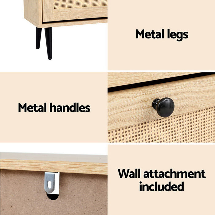 Shoe Rack Cabinet 3 Flip-out Drawers Pine