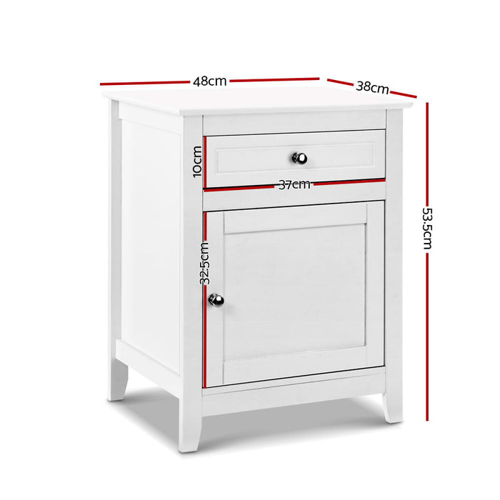Bedside Tables Side Table Drawers Nightstand White