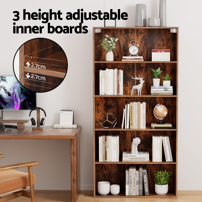 Bookshelf 5 Tiers Walnut