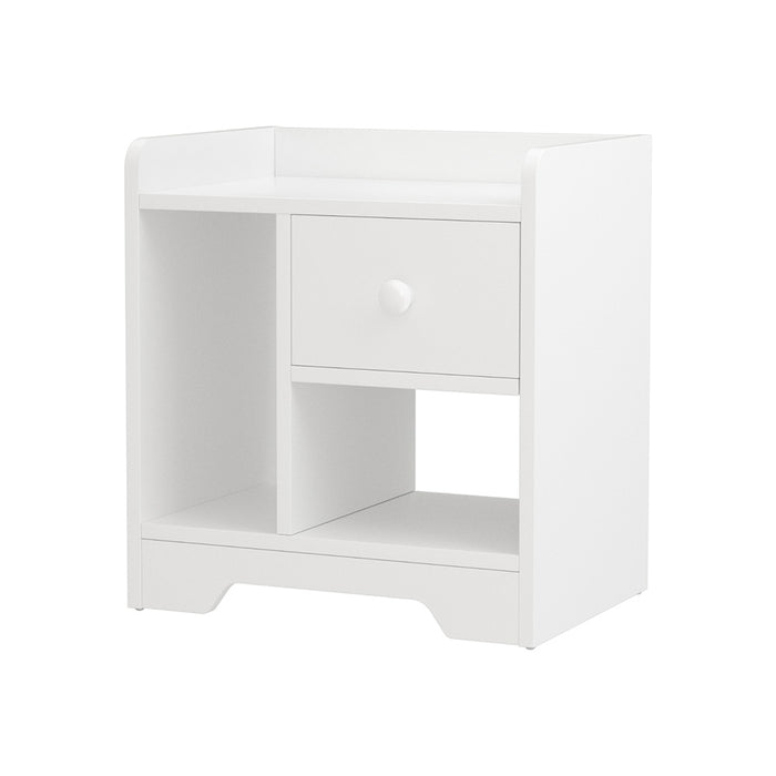 Bedside Table Drawer Nightstand Side End Table Storage Open Shelf White