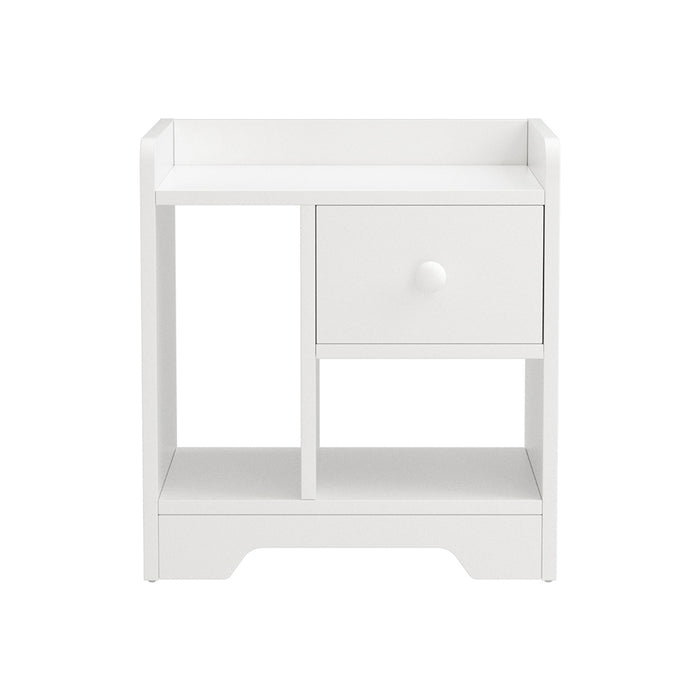 Bedside Table Drawer Nightstand Side End Table Storage Open Shelf White