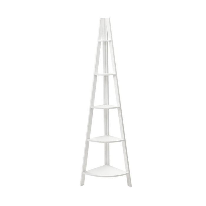 Bookshelf Corner Shelf 5 Tiers - CANE White