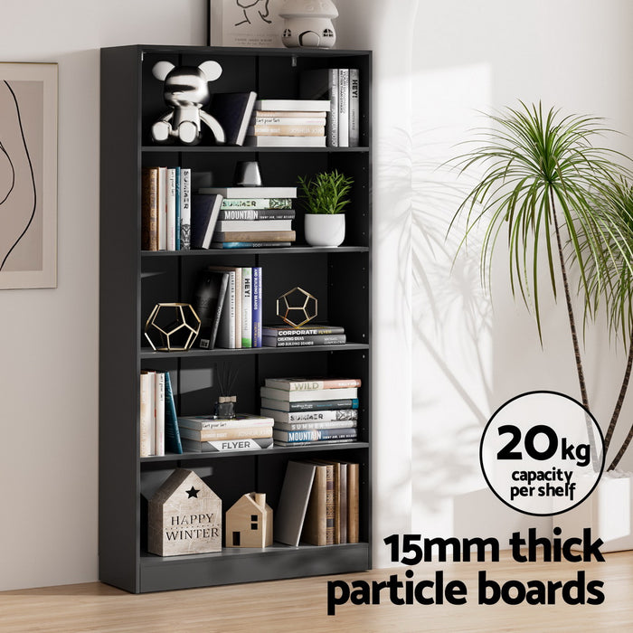Bookshelf 5 Tiers ANTON Black