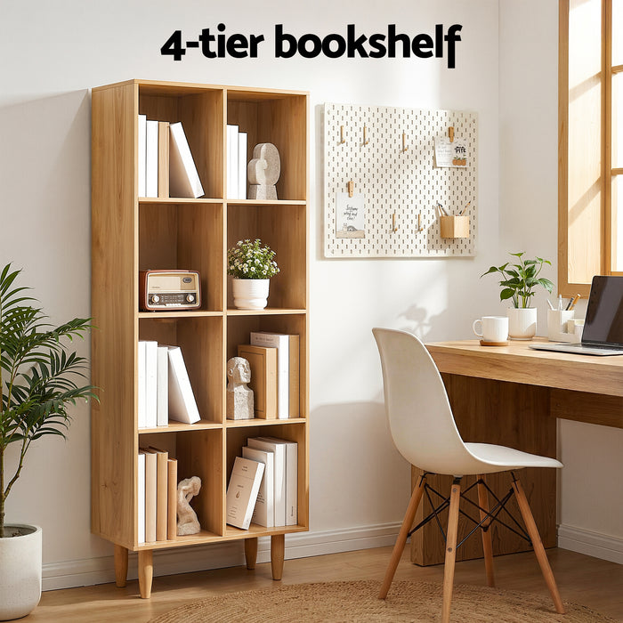 Bookshelf Bookcase 4 Tiers LEOR Pine