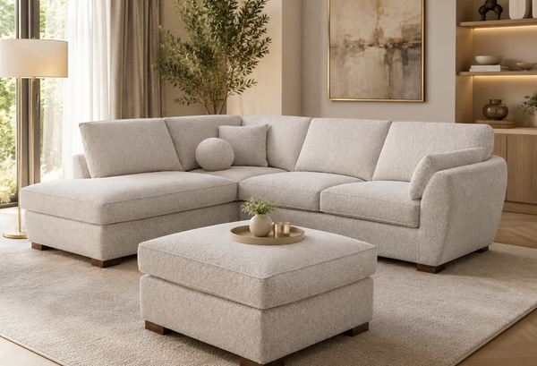 Florence 4 Seater Fabric Chaise with Ottoman