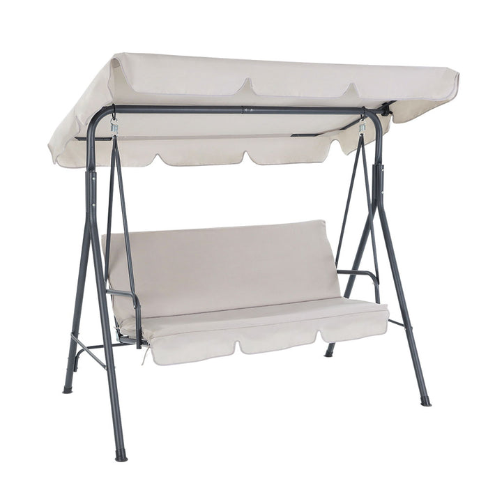 Outdoor Swing Chair Garden Chair Bench Furniture Canopy 3 Seater Beige