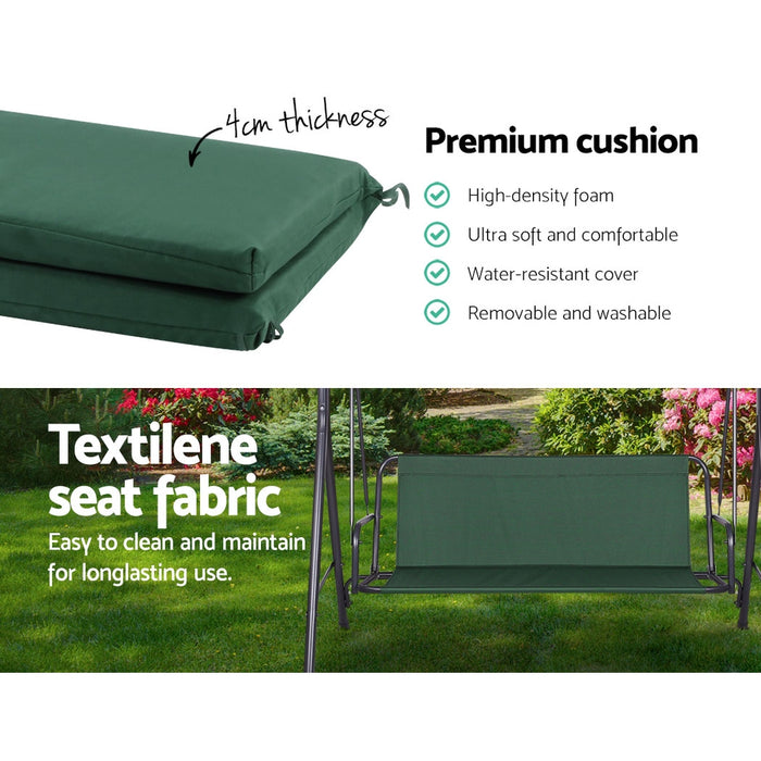 Outdoor Swing Chair Garden Chair Bench Furniture Canopy 3 Seater Green
