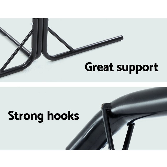 Hammock Chair with Stand Macrame Outdoor Garden 2 Seater Grey