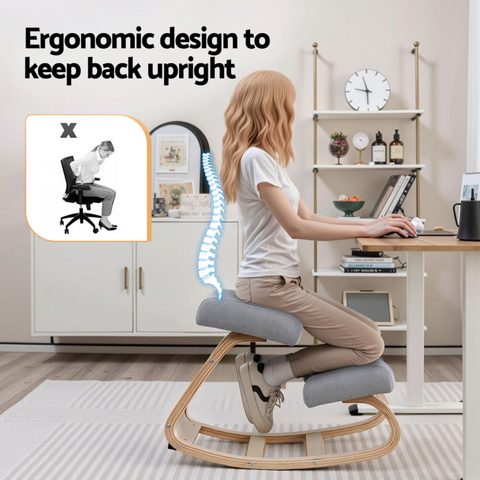 Kneeling Chair Ergonomic Posture Chair with Memory Foam Balance Stool for Home Office Gaming 120kg Weight Capacity Gray
