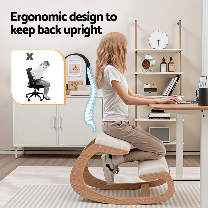 Kneeling Chair Ergonomic Posture Chair with Memory Foam Balance Stool for Home Office Gaming 120kg Weight Capacity Beige