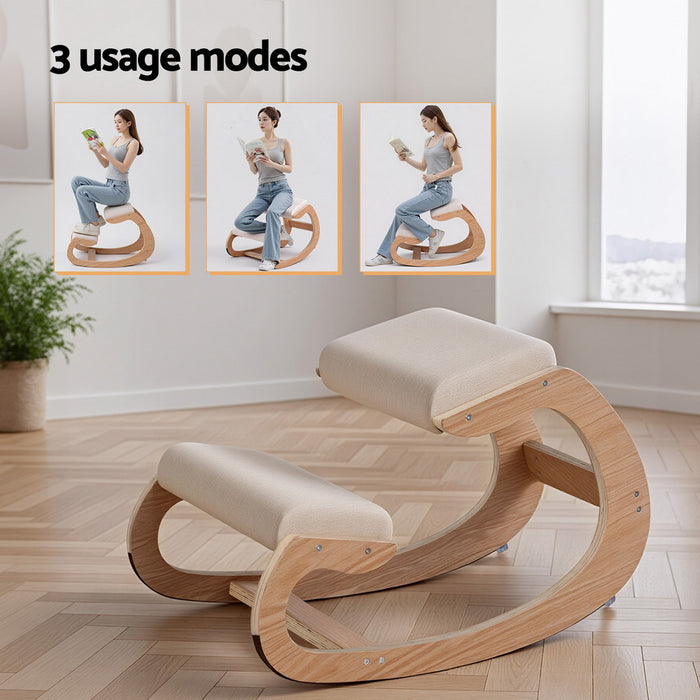 Kneeling Chair Ergonomic Posture Chair with Memory Foam Balance Stool for Home Office Gaming 120kg Weight Capacity Beige