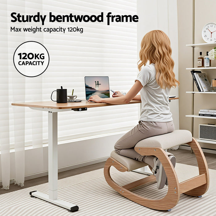 Kneeling Chair Ergonomic Posture Chair with Memory Foam Balance Stool for Home Office Gaming 120kg Weight Capacity Beige