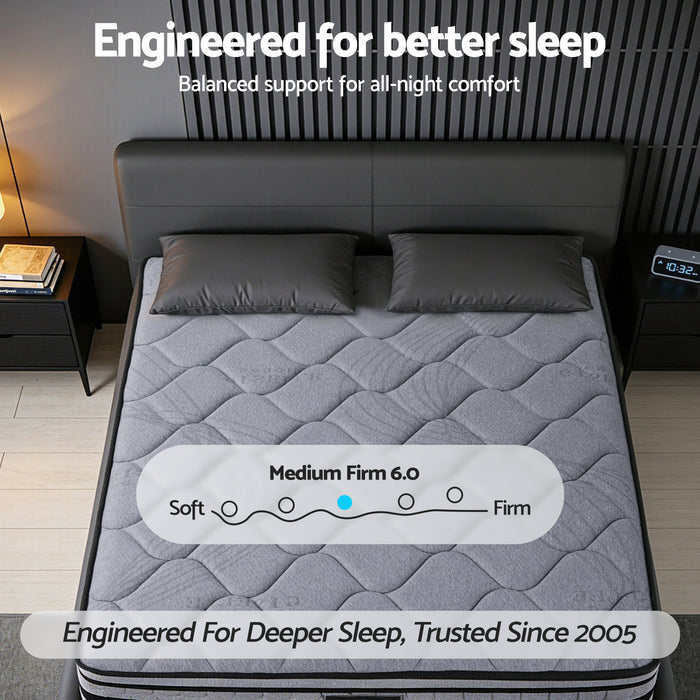 34cm King Mattress Hybrid, Pocket Spring Bed Mattress