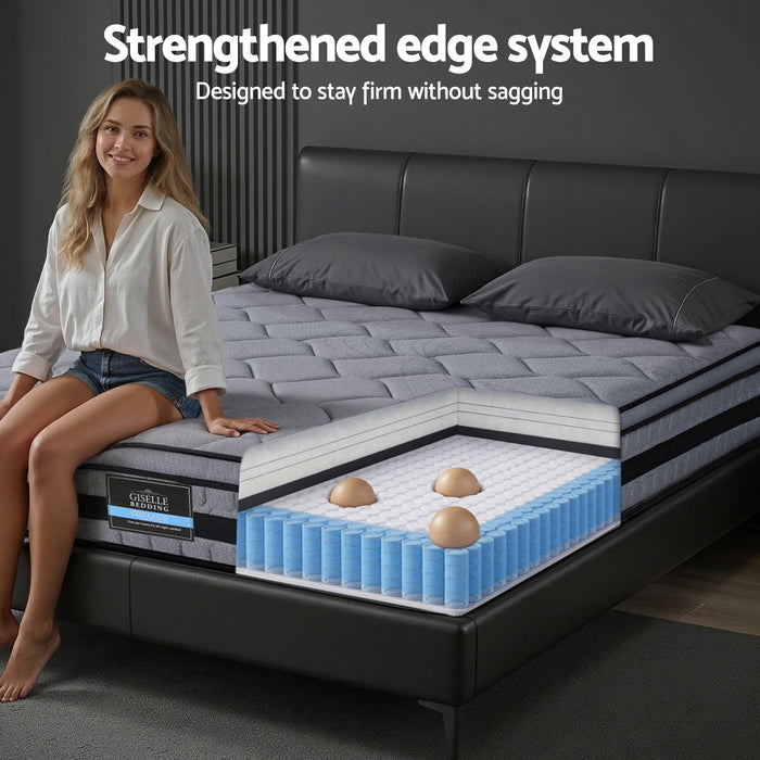 34cm King Mattress Hybrid, Pocket Spring Bed Mattress