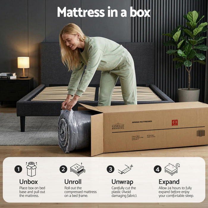 34cm King Mattress Hybrid, Pocket Spring Bed Mattress