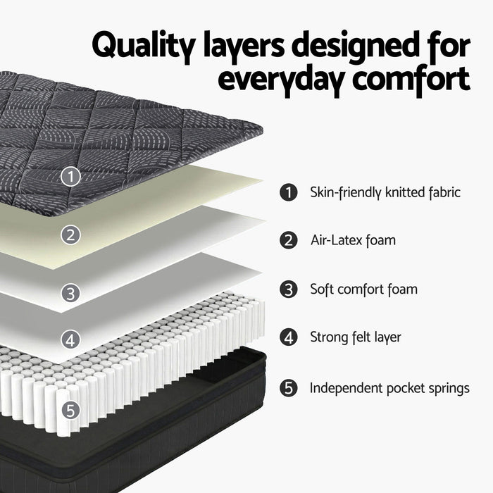 King Mattress 25cm Pocket Spring Latex Euro Top Medium Firm Bed