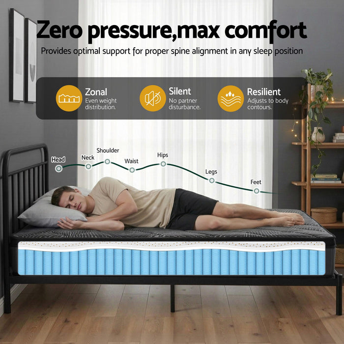 King Mattress 25cm Pocket Spring Latex Euro Top Medium Firm Bed