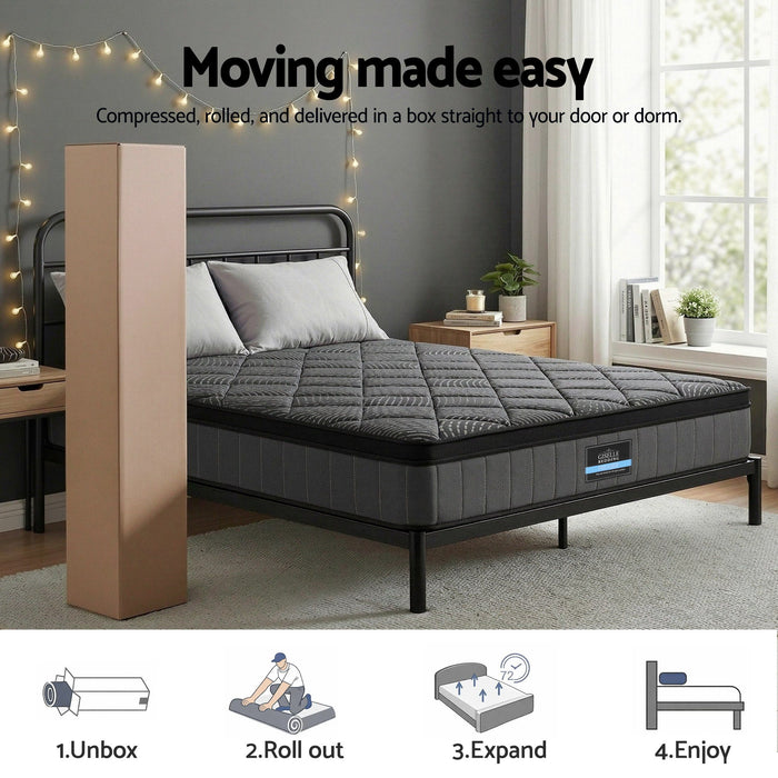 King Mattress 25cm Pocket Spring Latex Euro Top Medium Firm Bed