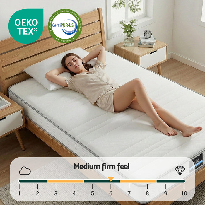 Single Mattress 20cm with Reinforced Edge Support Egg-Crate Foam