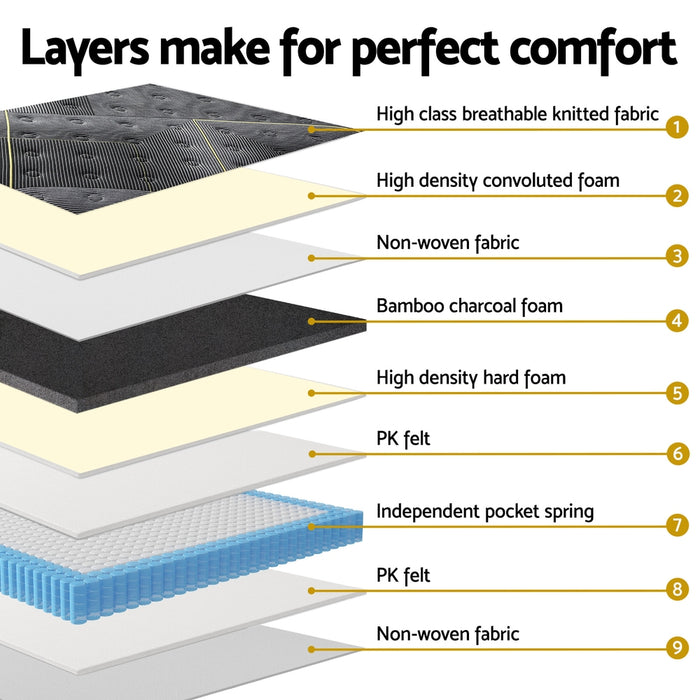 35cm  Mattress King Single Bed Bamboo Pocket Firm Foam