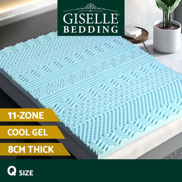 Memory Foam Mattress Topper 11-Zone 8cm Queen