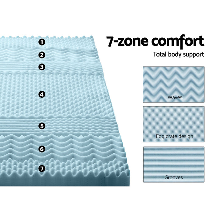 Memory Foam Mattress Topper 7-Zone 8cm Single