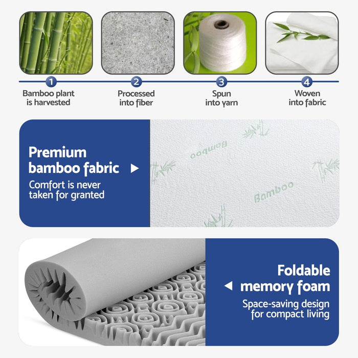 8cm Memory Foam Mattress Topper 7-Zone Graphite Double