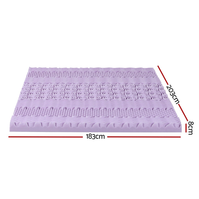 8cm Memory Foam Mattress Topper Lavender Infused Bamboo Cover 7-Zone King