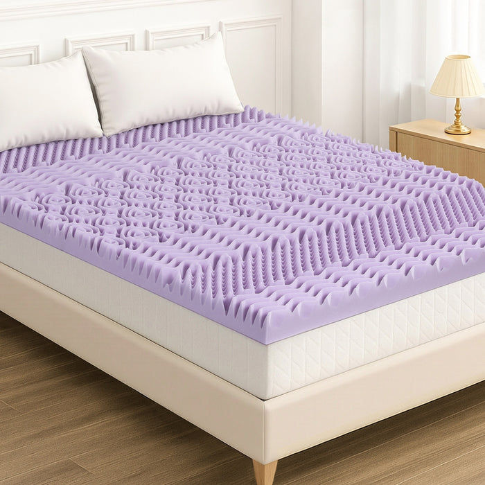 8cm Memory Foam Mattress Topper Lavender Infused Bamboo Cover 7-Zone King