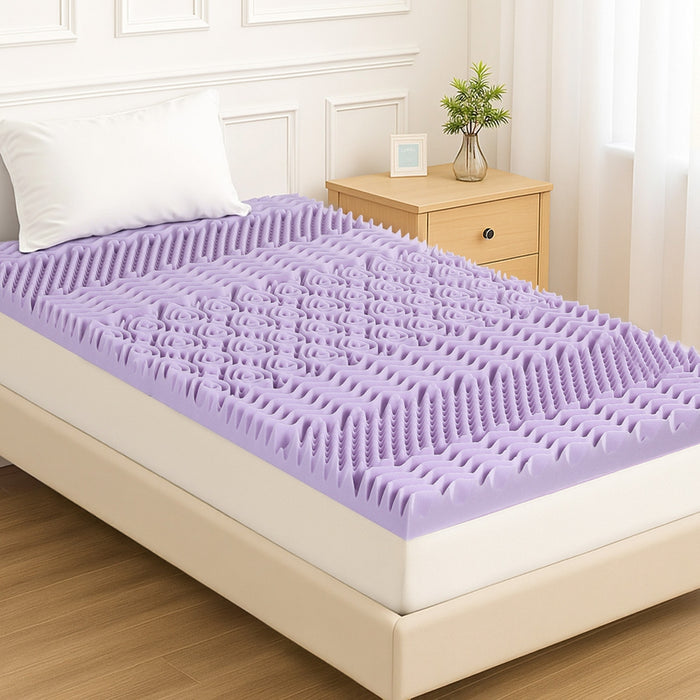 8cm Memory Foam Mattress Topper Lavender Infused Bamboo Cover 7-Zone Single