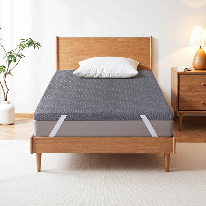 8cm Memory Foam Mattress Topper Gel Dual Layer Foam Bamboo Single