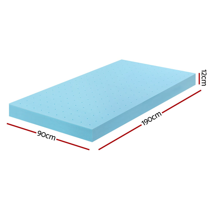 12cm Memory Foam Mattress Topper Ventilated Cool Gel Bamboo Cover Single
