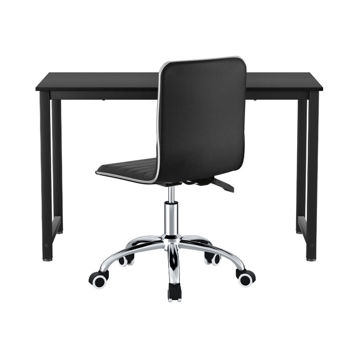 Computer Desk 120cm Executive Office Chairs Set PU Leather Low Back Black
