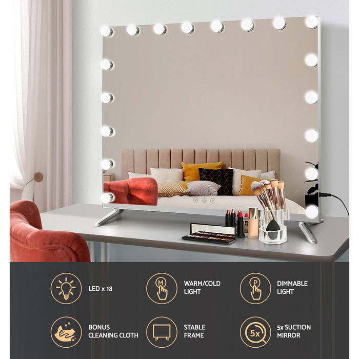 Makeup Mirror 80X65cm Hollywood with Light Vanity Dimmable Wall 18 LED