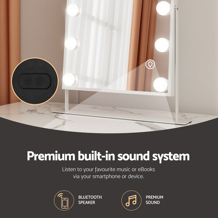Bluetooth LED Makeup Mirror Mirrors Lighted Vanity Hollywood 30X40CM