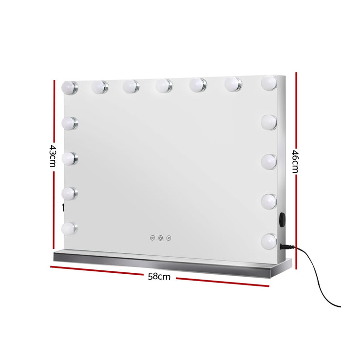 Makeup Mirror 58X46cm Hollywood with Light Vanity Dimmable Wall 15 LED