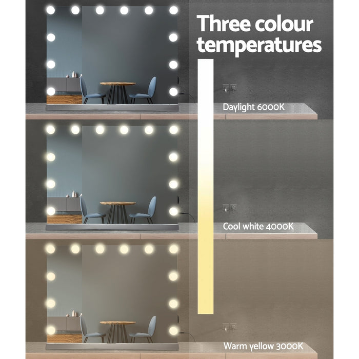 Makeup Mirror 58X46cm Hollywood with Light Vanity Dimmable Wall 15 LED