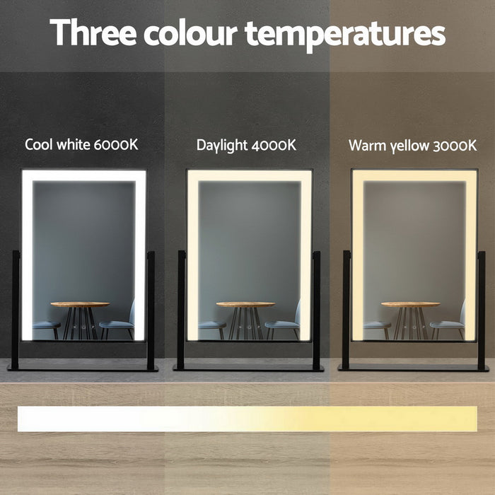 Makeup Mirror 30x40cm with Led light Lighted Standing Mirrors Black