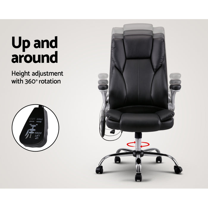 New York 8 Point Massage Office Chair PU Leather Black