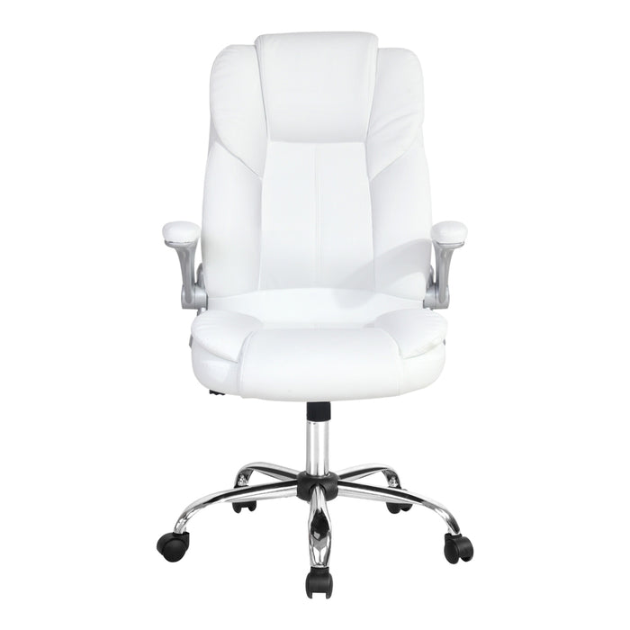8 Point Massage Office Chair PU Leather White