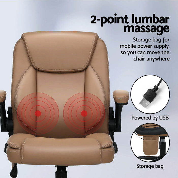 Philadelphia 2 Point Massage Office Chair Leather Mid Back Espresso