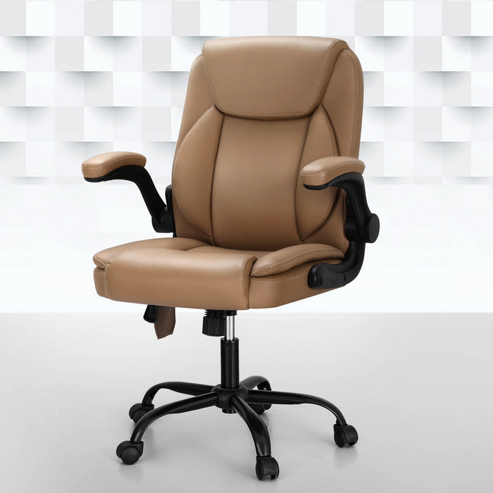 Philadelphia 2 Point Massage Office Chair Leather Mid Back Espresso