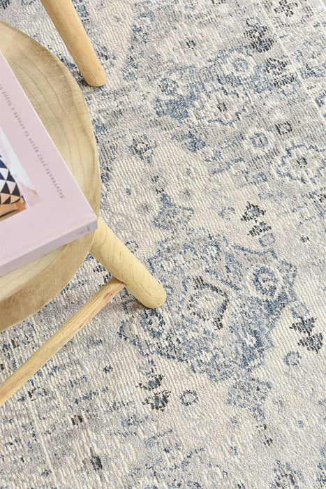 Medina Blue L.Grey Runner Rug 0320C