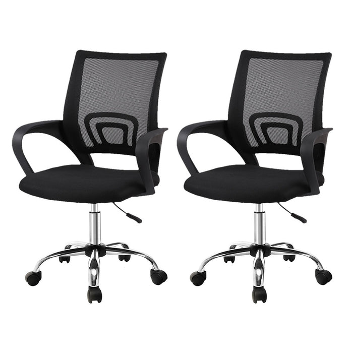 2x Mesh Office Chair Mid Back Black