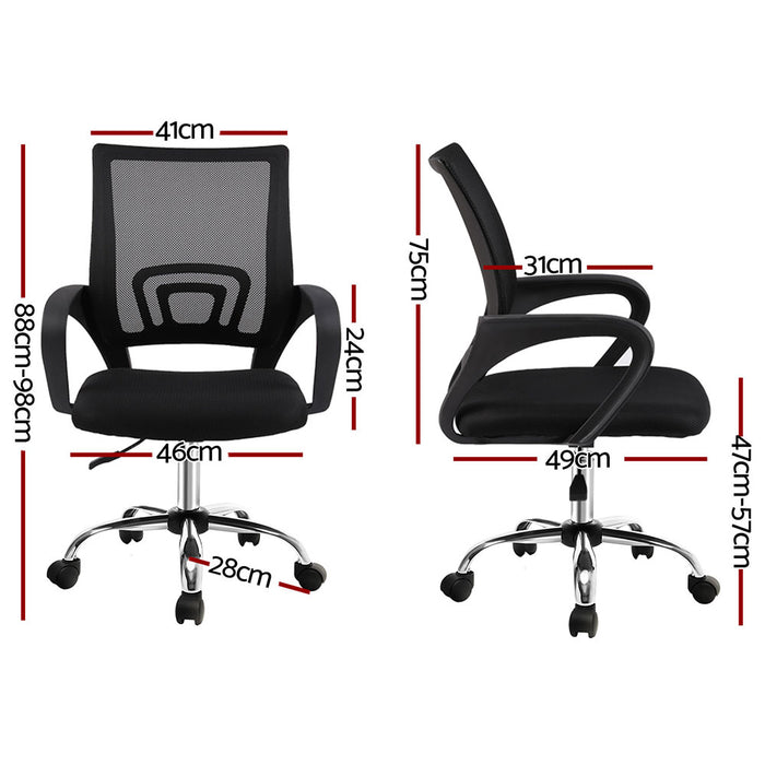 2x Mesh Office Chair Mid Back Black